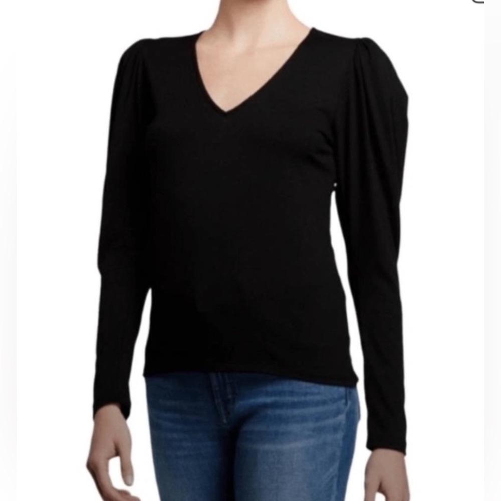 Frame Denim Classic Black V-Neck Top